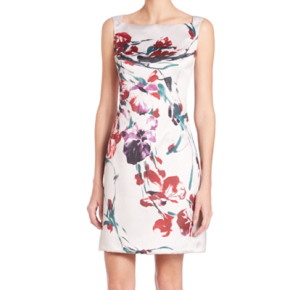 Kay Unger Multicolor Floral Ottoman Sheath Dress